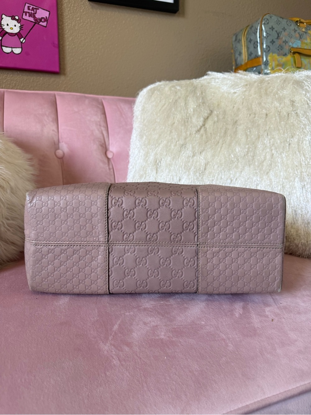 💯Auth GUCCI Guccisima BREE Shoulder Bag w Soft PINK Leather & Goldtone Hardware - Picture 5 of 16